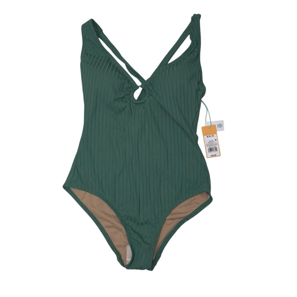 NWT Kona Sol Women's Wide Ribbed Ring Medium Coverage One Piece Swimsuit M - Picture 3 of 8